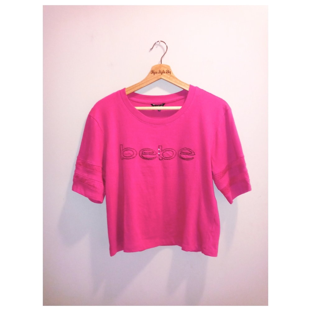 bebe sport Fuschia Sequin Short Sleeve shirt - Picture 3 of 7